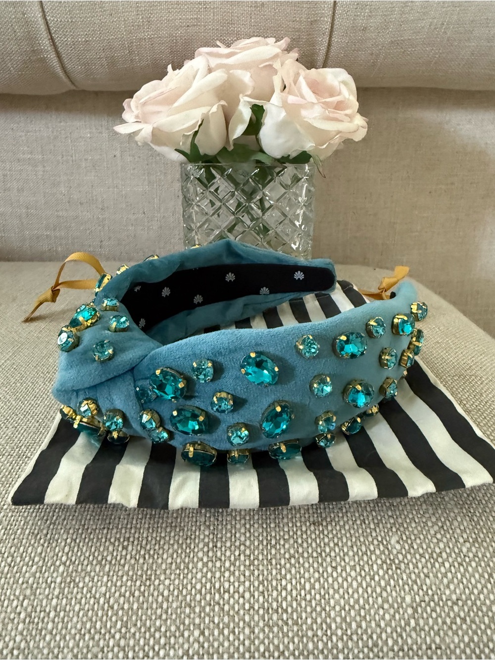 Lele Sadoughi Birthstone Collection Aquamarine Knotted Headband